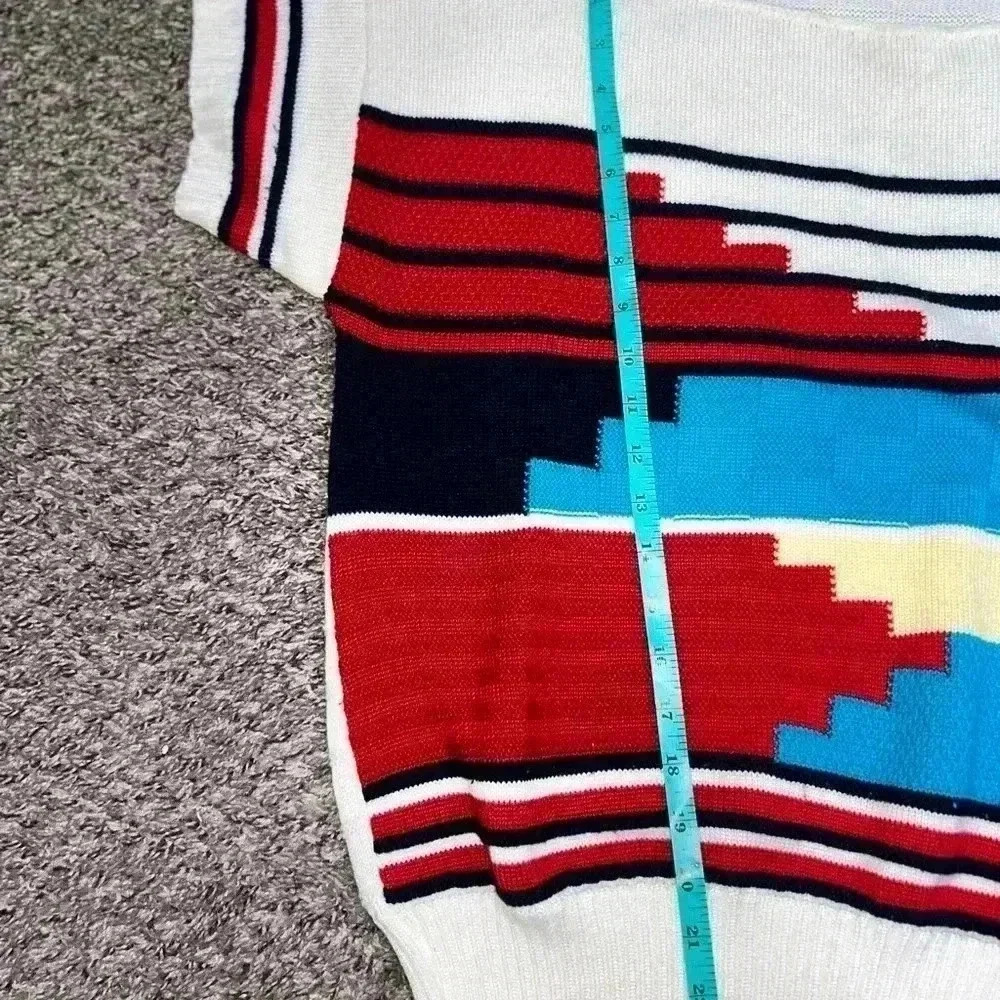 Vintage Keneth Too! Acrylic Abstract, Color block Sweater Made in USA Women  M? - Picture 8 of 8